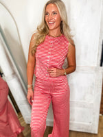 Load image into Gallery viewer, Feeling Free Red Gingham Tank &amp; Cropped Pant Set
