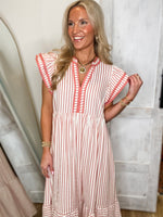 Load image into Gallery viewer, Worth Seeing Pink Stripe Midi Dress
