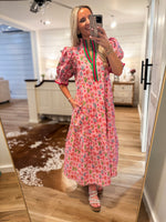 Load image into Gallery viewer, Something Like This Pink Floral Contrast Midi

