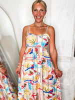 Load image into Gallery viewer, Salty Breeze Coral Tropical Printed Midi Dress
