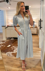 Load image into Gallery viewer, When You Know Powder Blue Stripe Midi Dress
