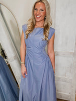 Load image into Gallery viewer, Pretty Things Slate Blue Midi Dress
