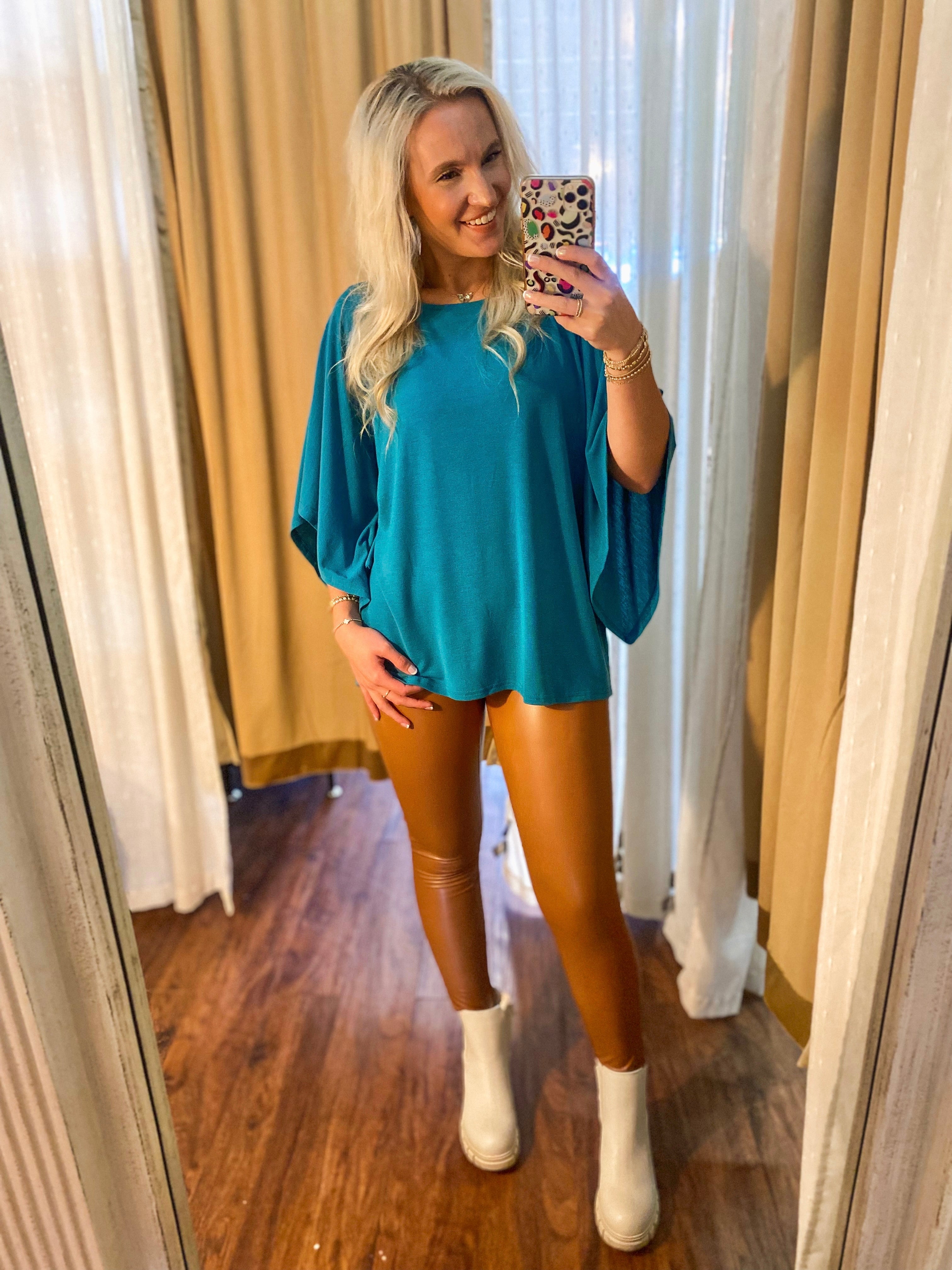 Do Your Best Teal Cape Sleeve Blouse