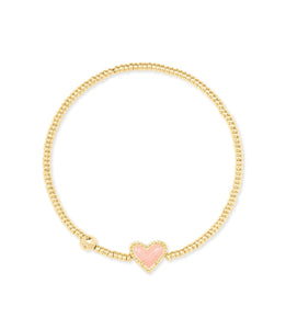 Ari Rose Quartz Heart Gold Stretch Bracelet