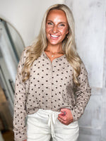Load image into Gallery viewer, Polka Dot Cardigan - Lt Mocha
