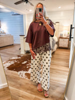 Load image into Gallery viewer, Ecru/Brown Wide Leg Polka Dot Pant
