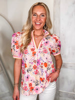 Load image into Gallery viewer, New Space Coral &amp; Peach Contrast Blouse
