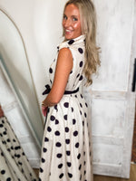 Load image into Gallery viewer, Coming Around Black Polka Dot Maxi Dress
