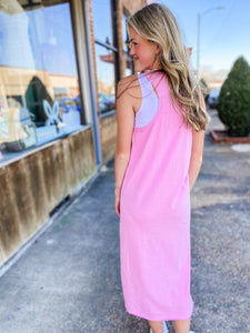 Soft Smiles Powder Pink Tank Midi Dress