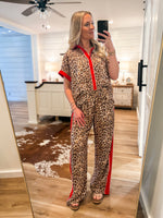 Load image into Gallery viewer, Walk Out Leopard Contrast Button Down S/S Blouse
