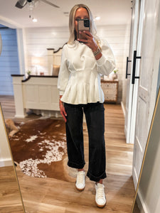 Highest Regard Off White Peplum Blouse