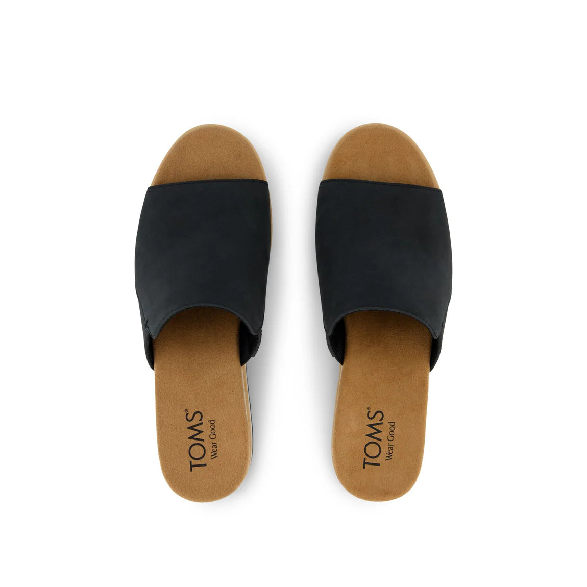 TOMS Diana Wedge Mule Sandal - Black Leather