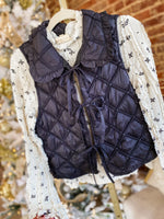 Load image into Gallery viewer, Always Mine Bow Tie Black Quilted Vest
