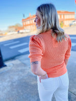 Load image into Gallery viewer, Simply Yours Tangerine Collared Knit Short Sleeve Sweater
