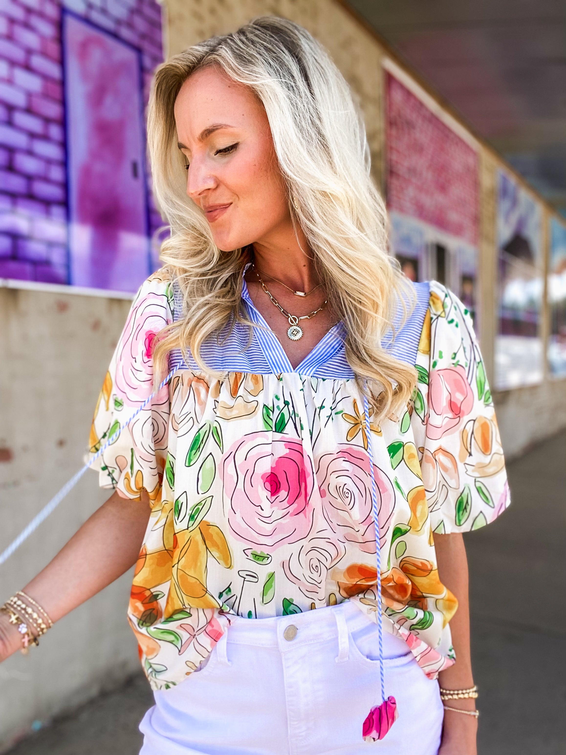 Pickin' Petals Floral THML Blouse