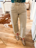 Load image into Gallery viewer, Cinder High Rise Olive Barrel Vervet Denim
