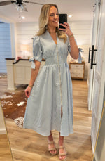 Load image into Gallery viewer, When You Know Powder Blue Stripe Midi Dress
