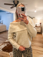 Load image into Gallery viewer, From There Oatmeal Cold Shoulder Sweater
