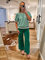 Load image into Gallery viewer, My Time Green Gingham Textured Blouse
