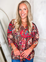 Load image into Gallery viewer, Making It Brown Paisley Blouse
