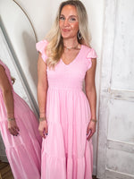 Load image into Gallery viewer, Precious Memory Pastel Pink Midi Dress

