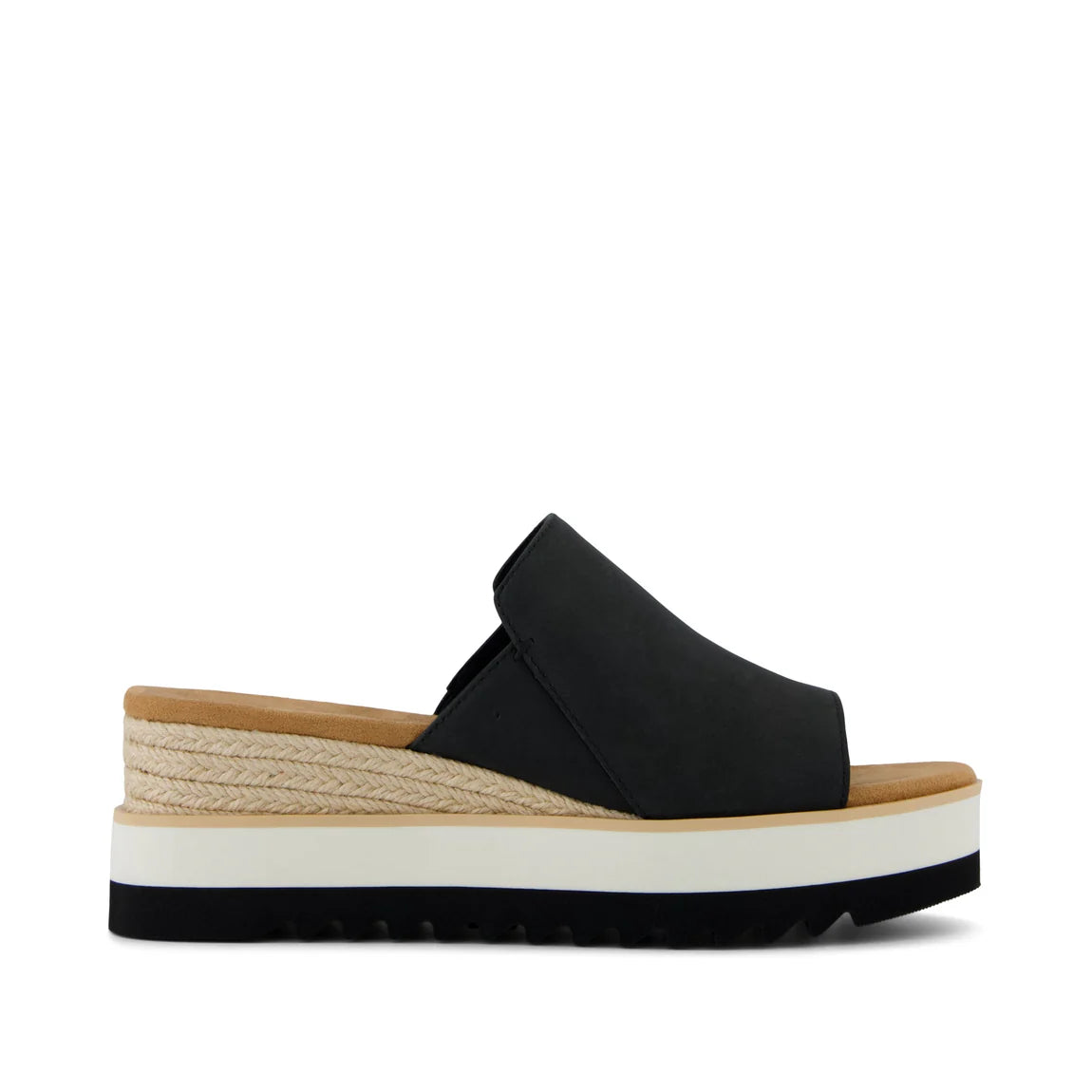 TOMS Diana Wedge Mule Sandal - Black Leather
