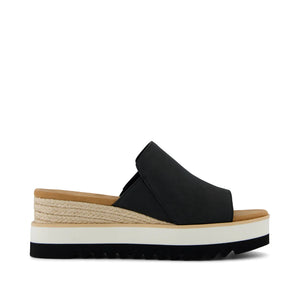 TOMS Diana Wedge Mule Sandal - Black Leather