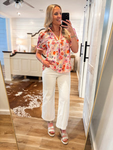 New Space Coral & Peach Contrast Blouse