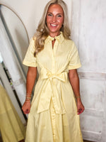 Load image into Gallery viewer, Out To Lunch Lemon Midi Dress

