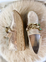 Load image into Gallery viewer, Jhenee Espadrille Metallic Gold Dolce Vita Loafer
