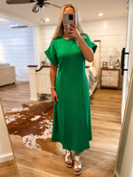 Load image into Gallery viewer, Joyful Day Kelly Green Luxe Knit Maxi Dress
