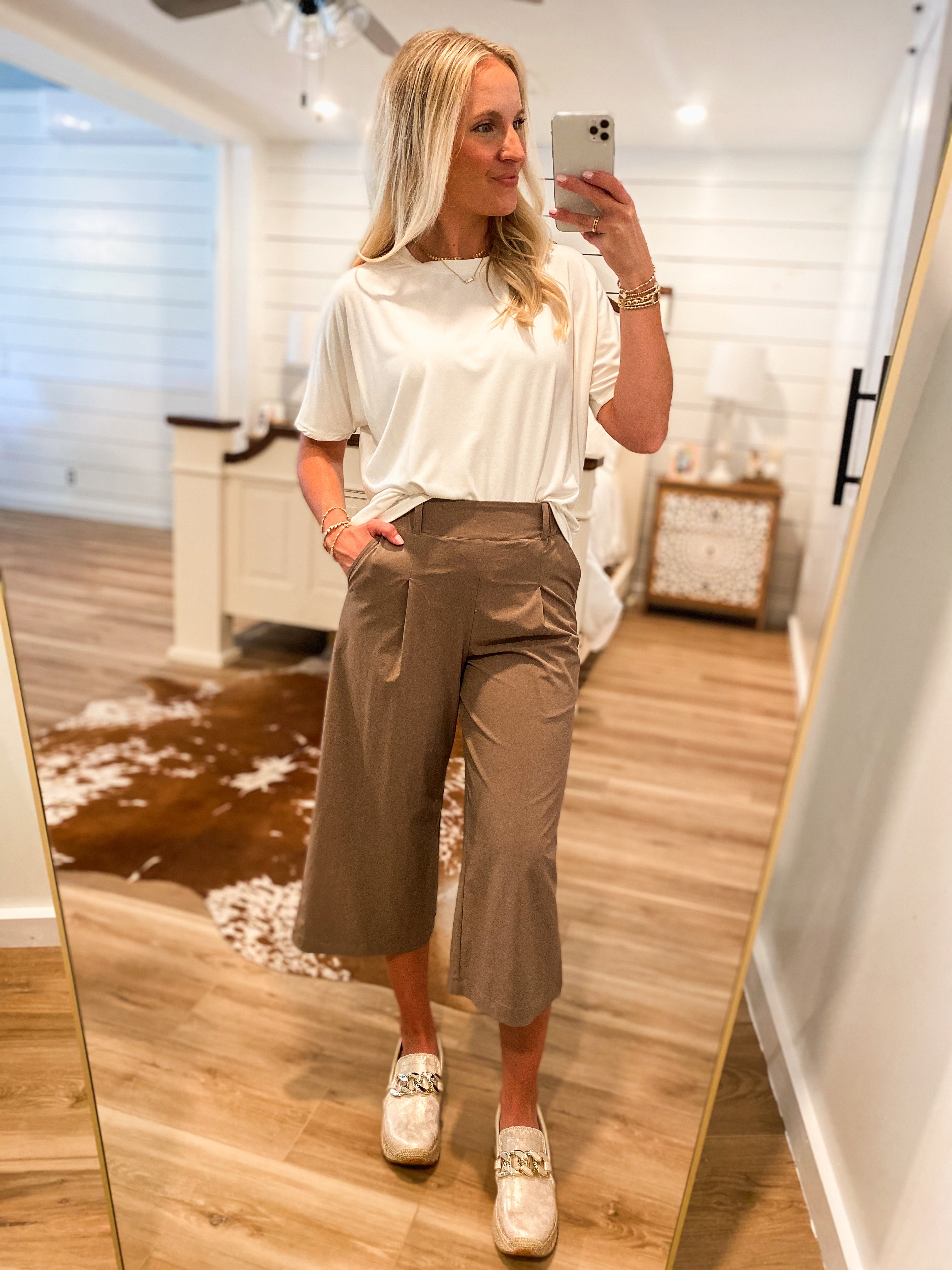 Maybe Next Time Deep Taupe Cropped Flare Pants