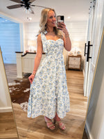Load image into Gallery viewer, Forever Yours Blue &amp; White Floral Maxi Dress
