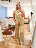 Load image into Gallery viewer, Shining Bright Gold Blouse &amp; Palazzo Pant Set
