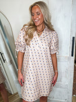 Load image into Gallery viewer, Ecru Polka Dot Denim Mini Dress

