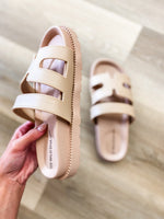 Load image into Gallery viewer, Legend Cut Out Ivory Slide Sandals
