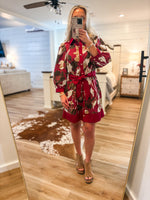Load image into Gallery viewer, Merlot Floral Button Down Mini Dress

