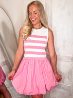 Load image into Gallery viewer, Better Days Pink Striped Mini Bubble Dress
