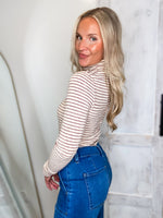 Load image into Gallery viewer, About Time Burgundy/Ivory Stripe L/S Top
