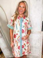 Load image into Gallery viewer, At Best Multi Floral Contrast Button Down THML Dress
