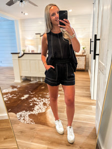 Stadium View Black Tank & Shorts Set