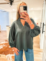 Load image into Gallery viewer, Little Things Forest Luxe Knit Blouse
