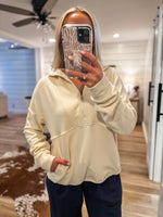 Load image into Gallery viewer, Someplace New Ivory Half Zip Pullover
