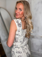 Load image into Gallery viewer, Set Sail Taupe &amp; Black Printed Crop Top &amp; Linen Pant Set
