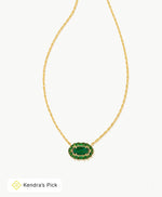 Load image into Gallery viewer, Elisa Kelly Green Illusion Crystal Framed Pendent Gold Necklace
