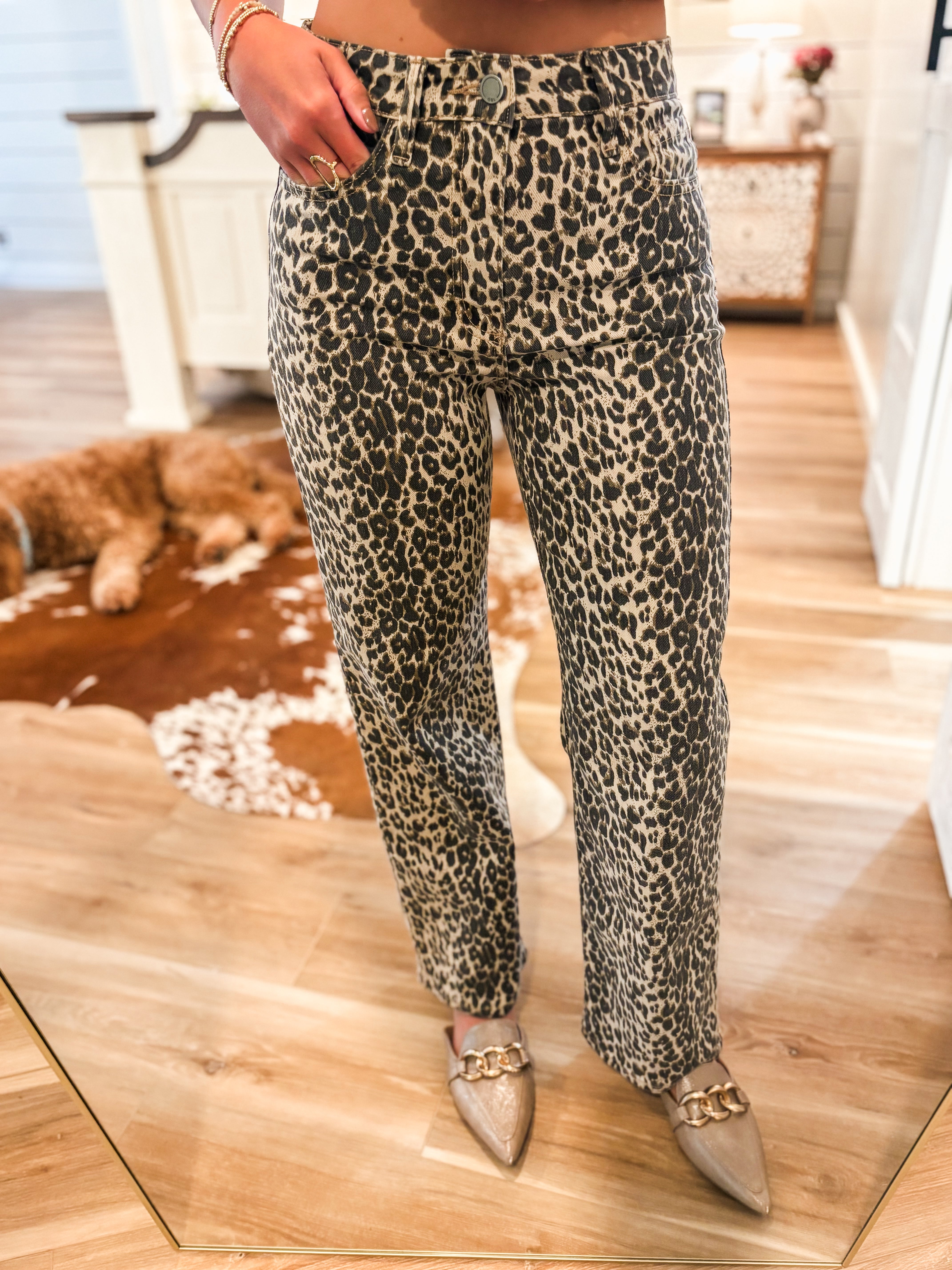 Spot Me Leopard Just Black Vintage Straight Denim