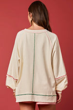 Load image into Gallery viewer, Santa Bow Sequin Raglan Sweatshirt
