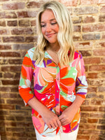 Load image into Gallery viewer, Summer Era Multicolor Floral Button Down Blouse
