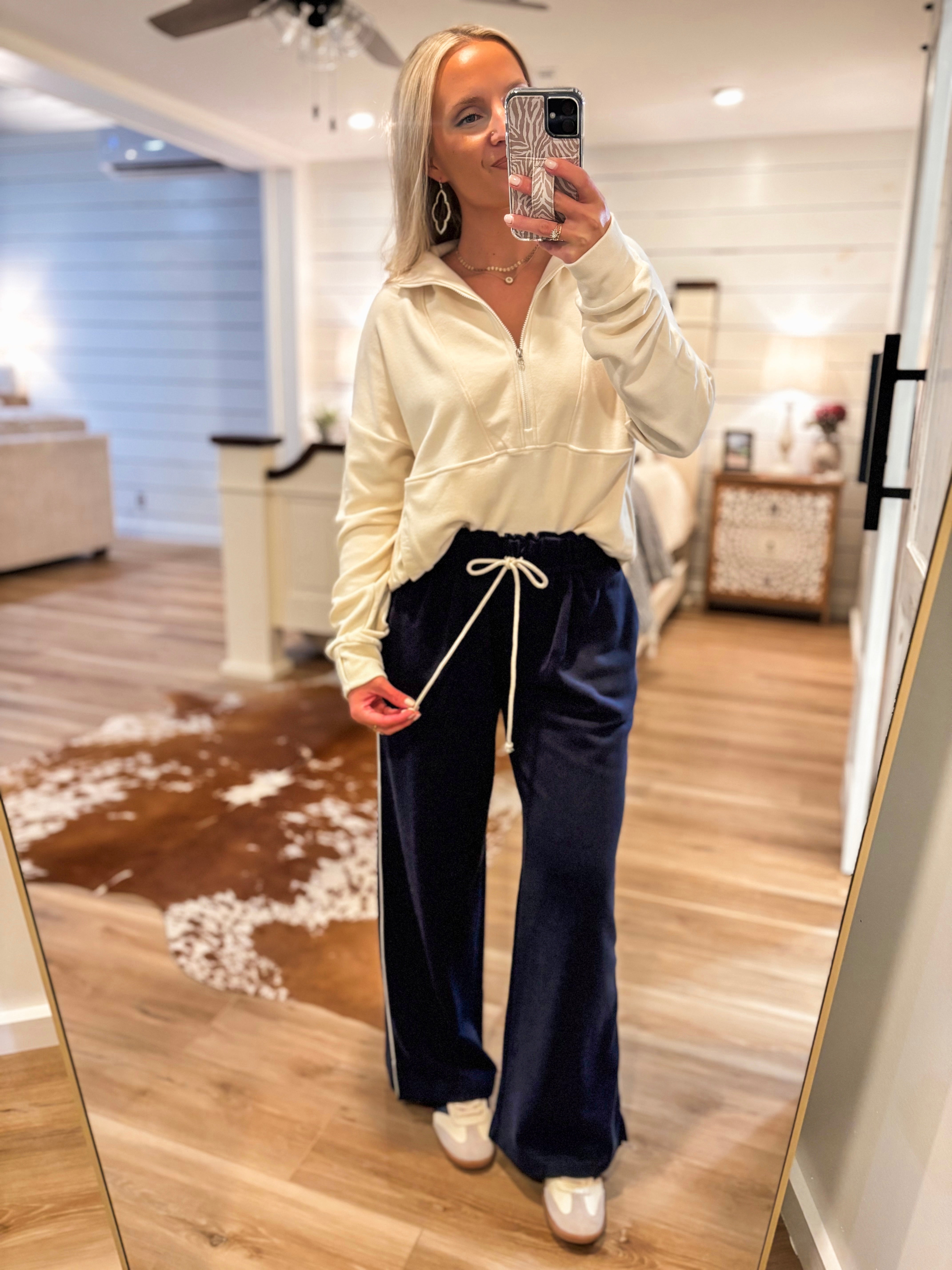 Someplace New Ivory Half Zip Pullover