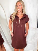 Load image into Gallery viewer, Going On Time Mocha Luxe Knit Mini Dress
